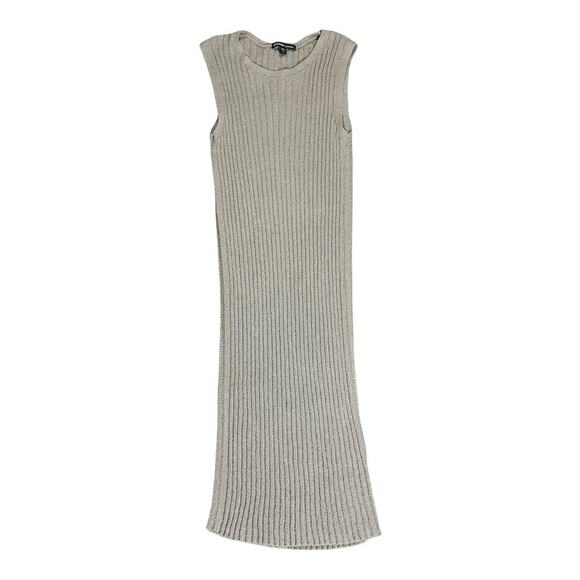 James Perse Beige Cotton Blend Ribbed Knit Sleeveless Dress 1/Small - Picture 1 of 4